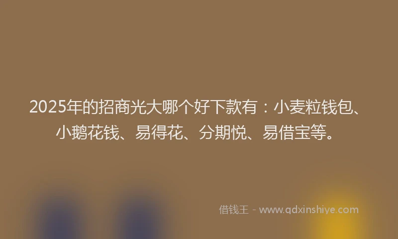 2025年的招商光大哪个好下款有：小麦粒钱包、小鹅花钱、易得花、分期悦、易借宝等。