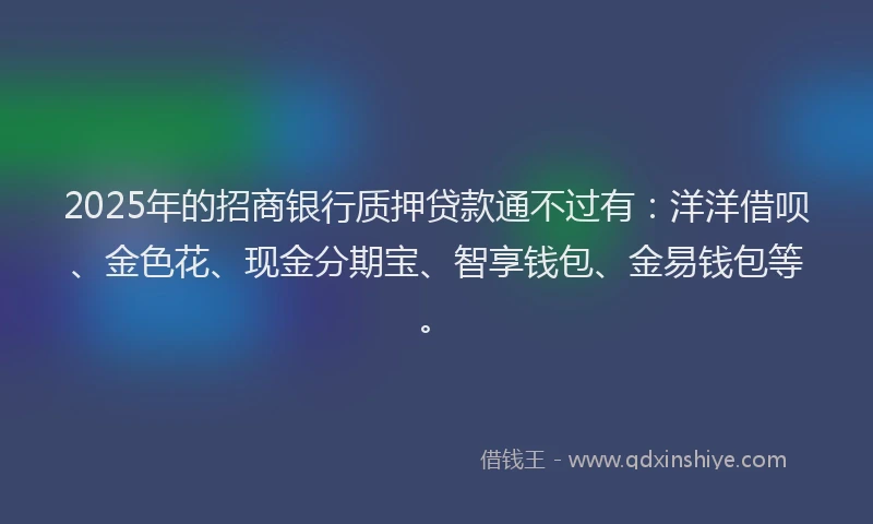 2025年的招商银行质押贷款通不过有：洋洋借呗、金色花、现金分期宝、智享钱包、金易钱包等。
