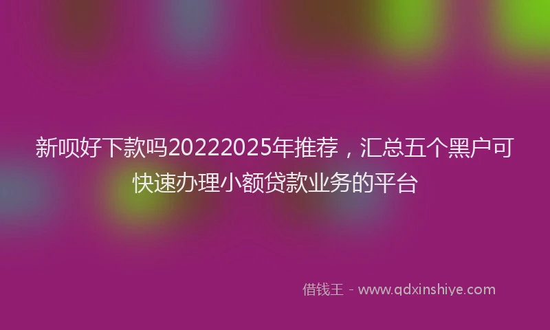 新呗好下款吗20222025年推荐，汇总五个黑户可快速办理小额贷款业务的平台
