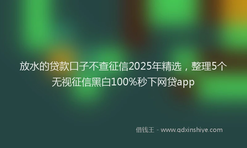 放水的贷款口子不查征信2025年精选，整理5个无视征信黑白100%秒下网贷app