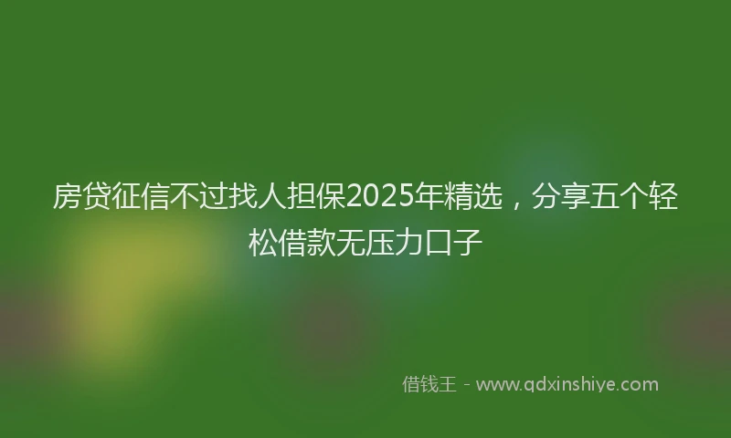 房贷征信不过找人担保2025年精选，分享五个轻松借款无压力口子