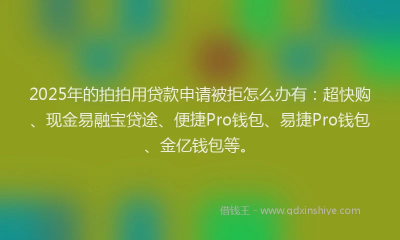 2025年的拍拍用贷款申请被拒怎么办有：超快购、现金易融宝贷途、便捷Pro钱包、易捷Pro钱包、金亿钱包等。