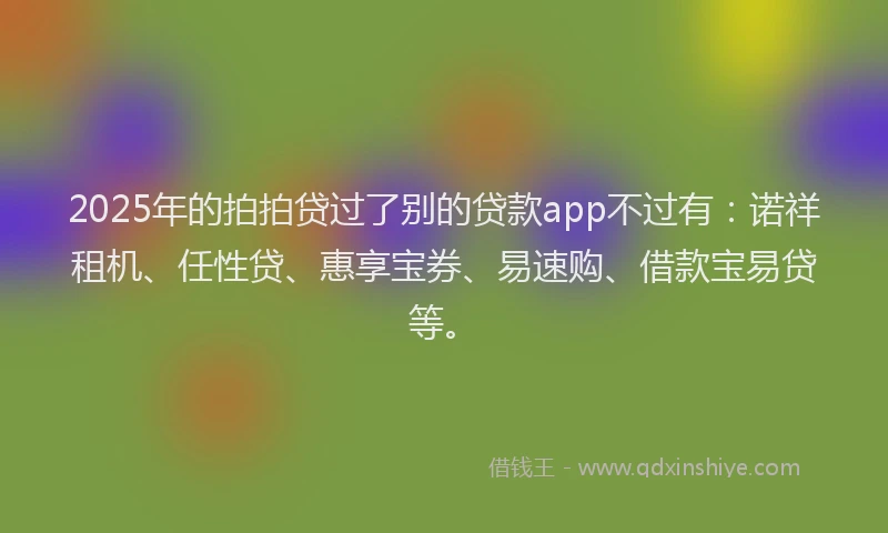2025年的拍拍贷过了别的贷款app不过有：诺祥租机、任性贷、惠享宝券、易速购、借款宝易贷等。