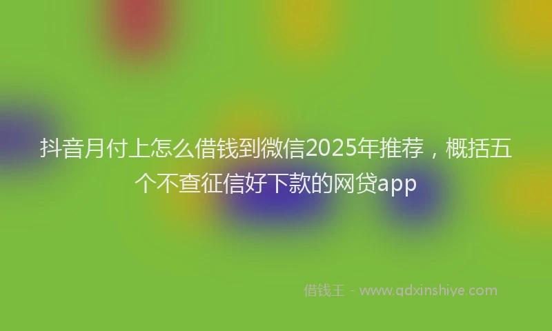 抖音月付上怎么借钱到微信2025年推荐，概括五个不查征信好下款的网贷app