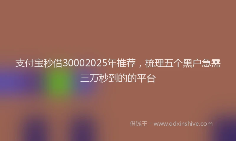 支付宝秒借30002025年推荐，梳理五个黑户急需三万秒到的的平台
