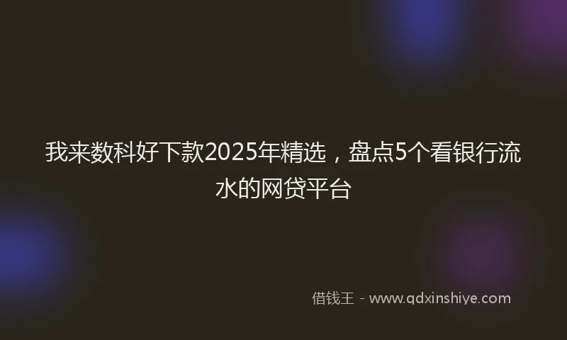 我来数科好下款2025年精选，盘点5个看银行流水的网贷平台