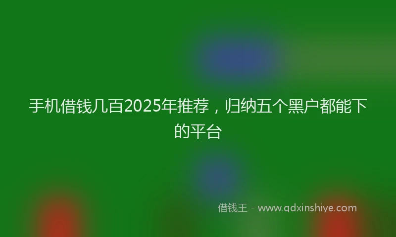 手机借钱几百2025年推荐，归纳五个黑户都能下的平台