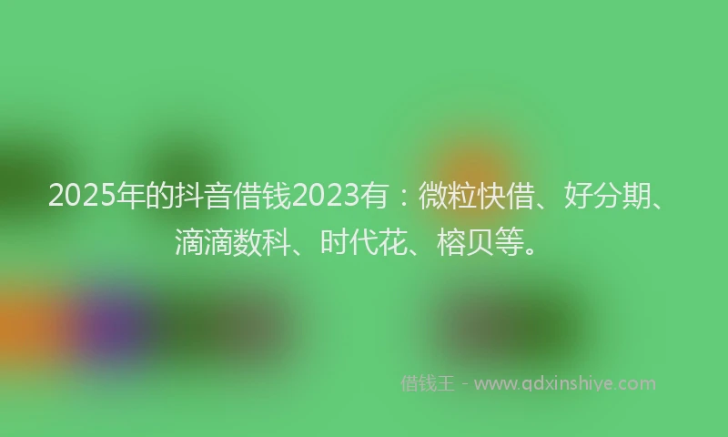 2025年的抖音借钱2023有：微粒快借、好分期、滴滴数科、时代花、榕贝等。