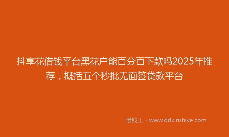 抖享花借钱平台黑花户能百分百下款吗2025年推荐，概括五个秒批无面签贷款平台