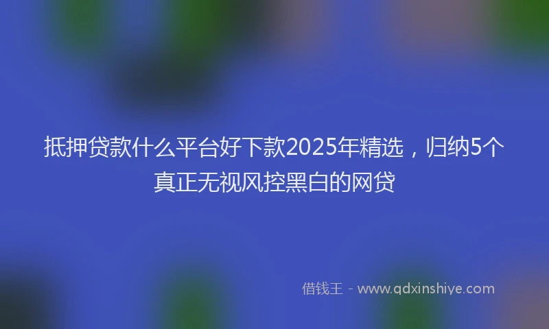 抵押贷款什么平台好下款2025年精选，归纳5个真正无视风控黑白的网贷