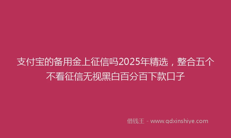 支付宝的备用金上征信吗2025年精选，整合五个不看征信无视黑白百分百下款口子