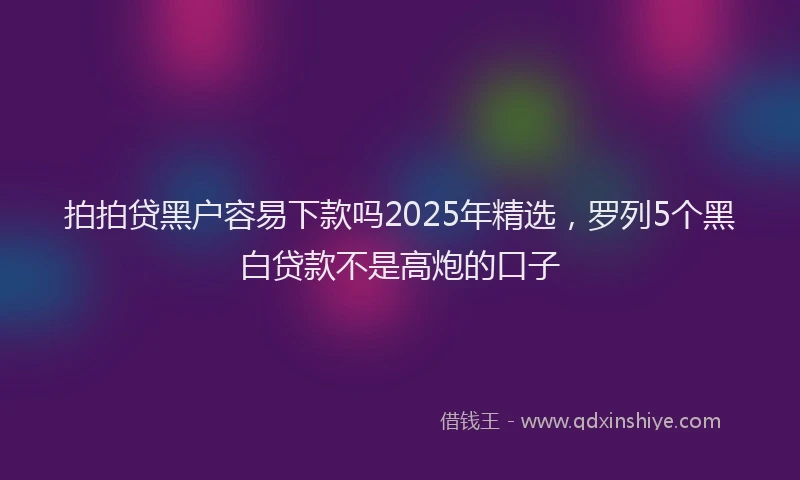 拍拍贷黑户容易下款吗2025年精选，罗列5个黑白贷款不是高炮的口子