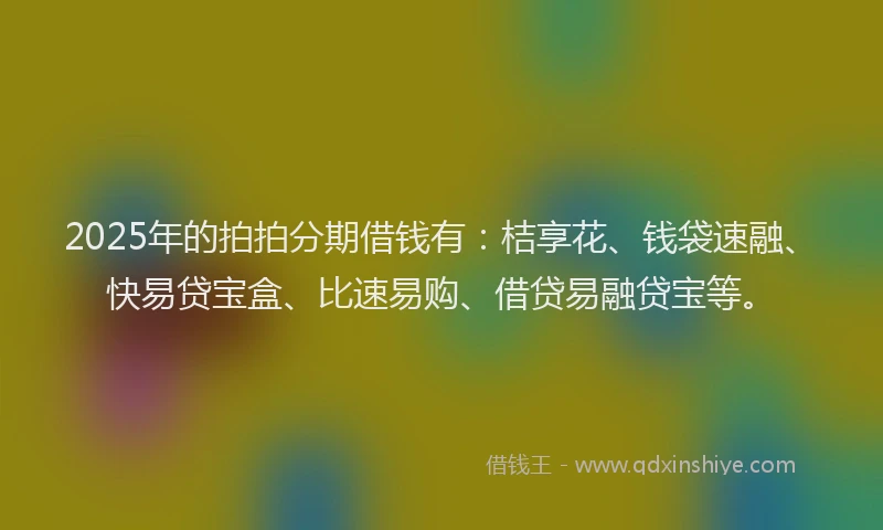 2025年的拍拍分期借钱有：桔享花、钱袋速融、快易贷宝盒、比速易购、借贷易融贷宝等。