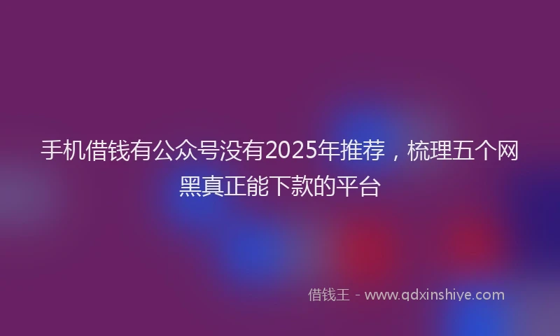 手机借钱有公众号没有2025年推荐，梳理五个网黑真正能下款的平台