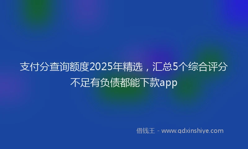 支付分查询额度2025年精选，汇总5个综合评分不足有负债都能下款app