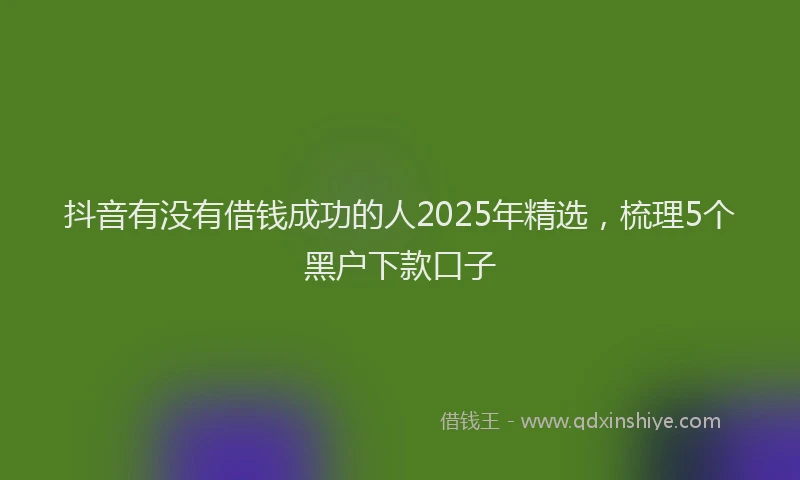 抖音有没有借钱成功的人2025年精选，梳理5个黑户下款口子