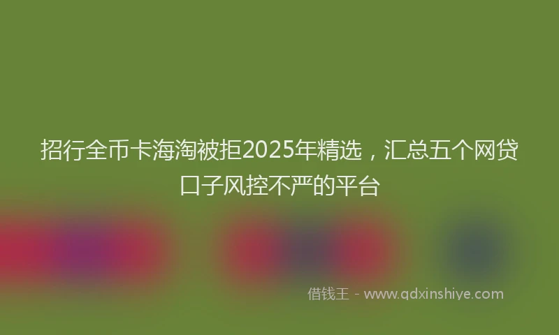招行全币卡海淘被拒2025年精选，汇总五个网贷口子风控不严的平台