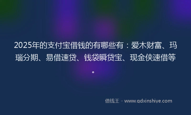 2025年的支付宝借钱的有哪些有：爱木财富、玛瑙分期、易借速贷、钱袋瞬贷宝、现金侠速借等。