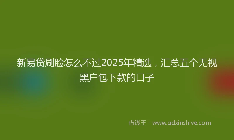 新易贷刷脸怎么不过2025年精选，汇总五个无视黑户包下款的口子