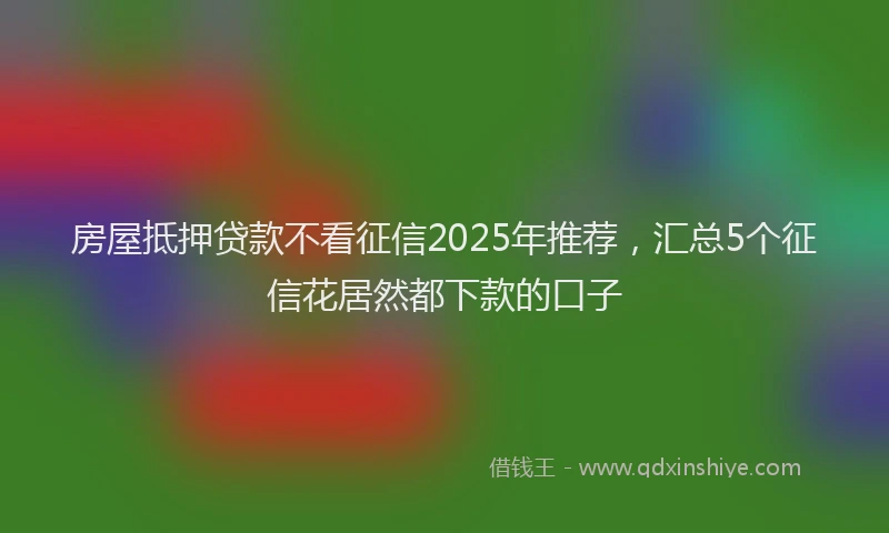 房屋抵押贷款不看征信2025年推荐，汇总5个征信花居然都下款的口子