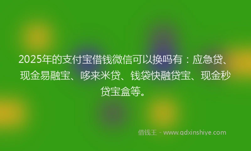 2025年的支付宝借钱微信可以换吗有：应急贷、现金易融宝、哆来米贷、钱袋快融贷宝、现金秒贷宝盒等。