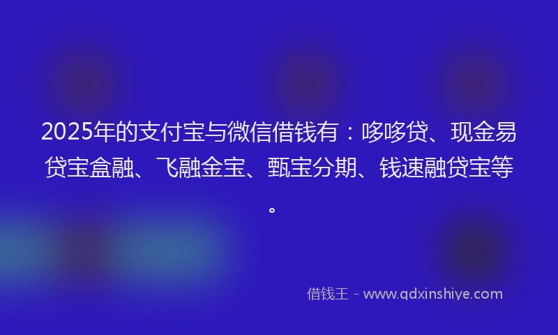 2025年的支付宝与微信借钱有：哆哆贷、现金易贷宝盒融、飞融金宝、甄宝分期、钱速融贷宝等。