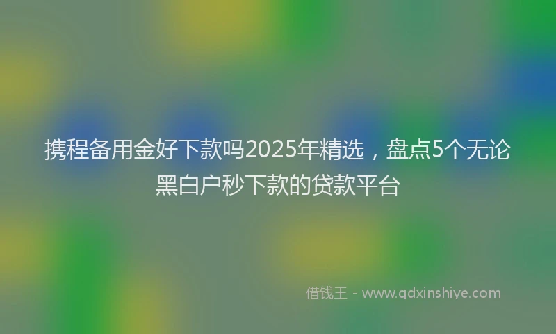 携程备用金好下款吗2025年精选，盘点5个无论黑白户秒下款的贷款平台