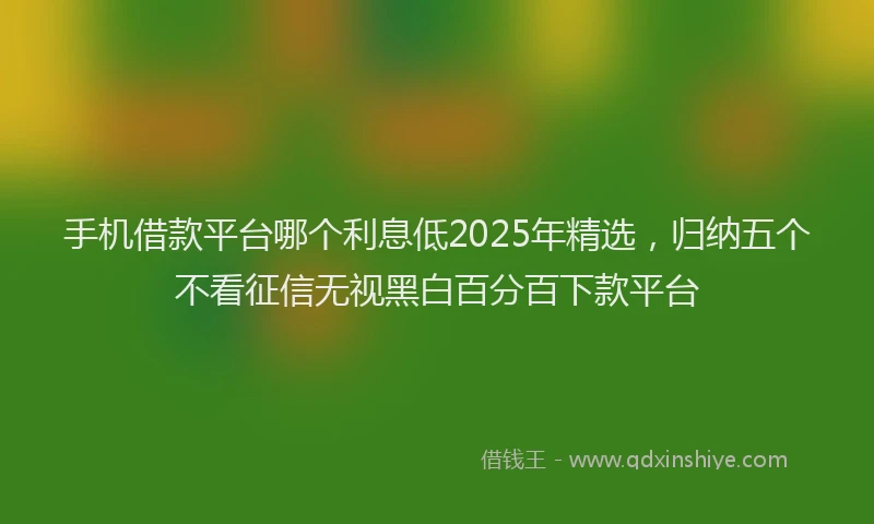 手机借款平台哪个利息低2025年精选，归纳五个不看征信无视黑白百分百下款平台