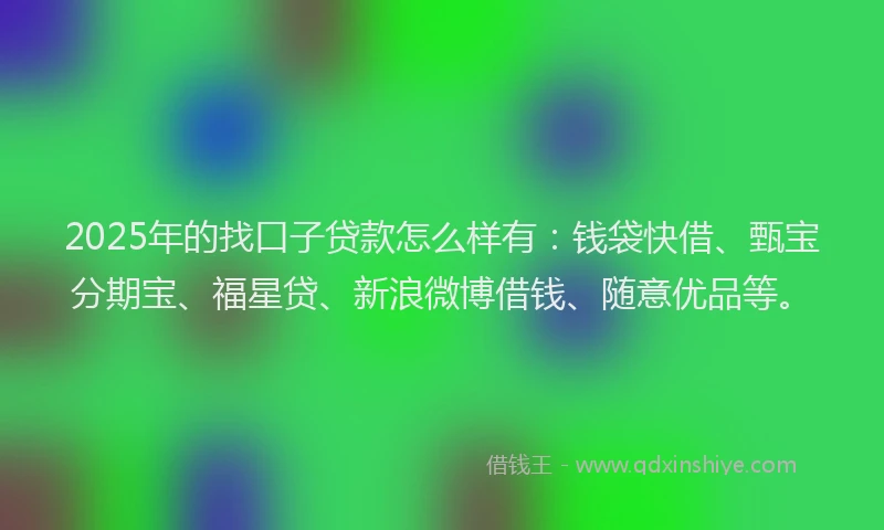 2025年的找口子贷款怎么样有：钱袋快借、甄宝分期宝、福星贷、新浪微博借钱、随意优品等。