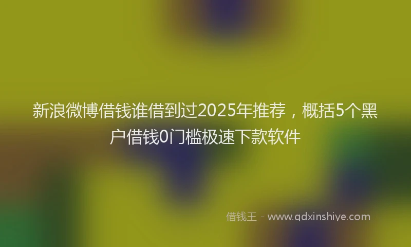 新浪微博借钱谁借到过2025年推荐，概括5个黑户借钱0门槛极速下款软件