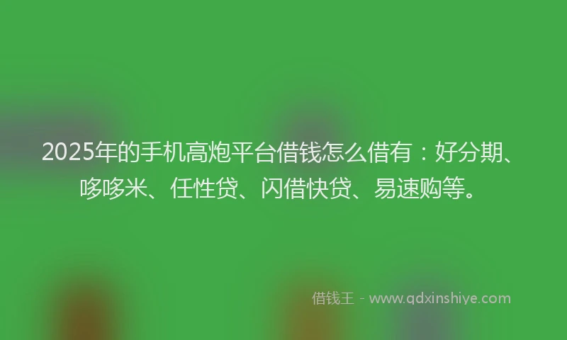 2025年的手机高炮平台借钱怎么借有：好分期、哆哆米、任性贷、闪借快贷、易速购等。