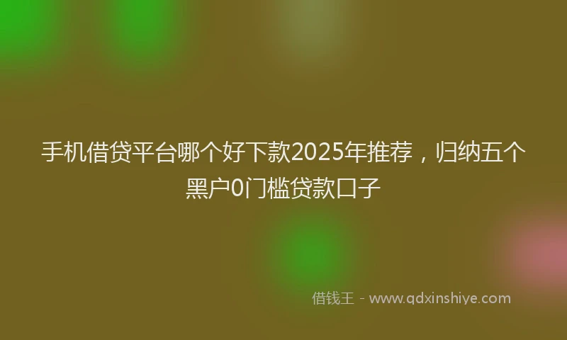 手机借贷平台哪个好下款2025年推荐，归纳五个黑户0门槛贷款口子