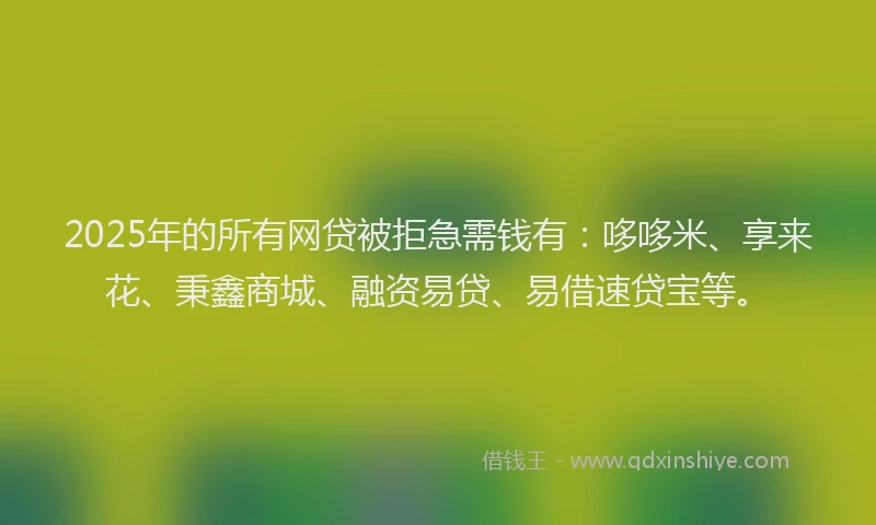 2025年的所有网贷被拒急需钱有：哆哆米、享来花、秉鑫商城、融资易贷、易借速贷宝等。