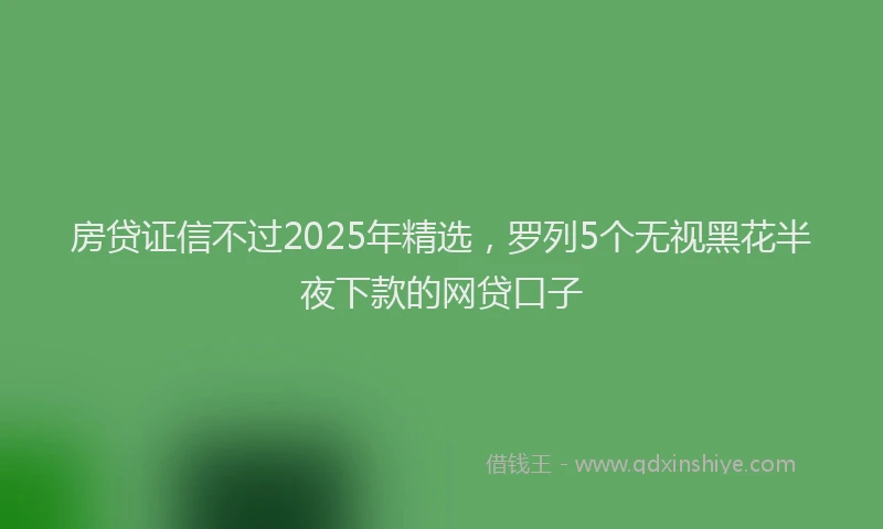 房贷证信不过2025年精选，罗列5个无视黑花半夜下款的网贷口子