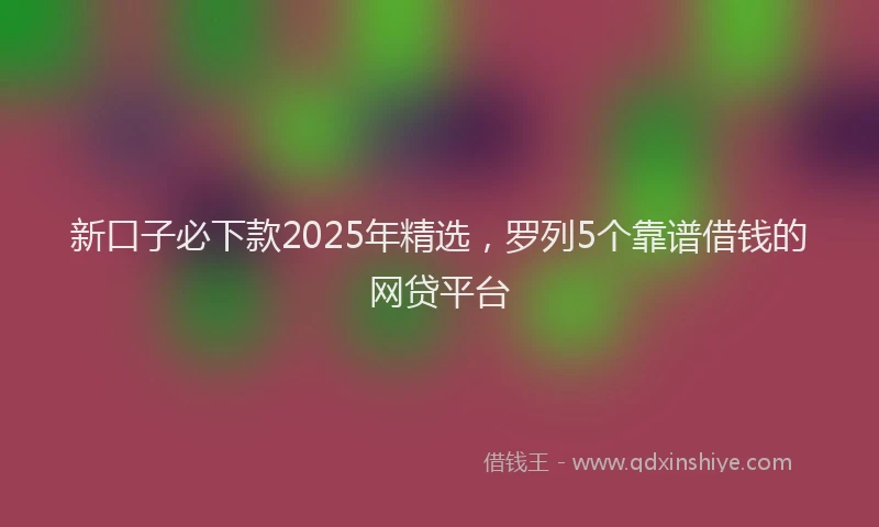 新口子必下款2025年精选，罗列5个靠谱借钱的网贷平台