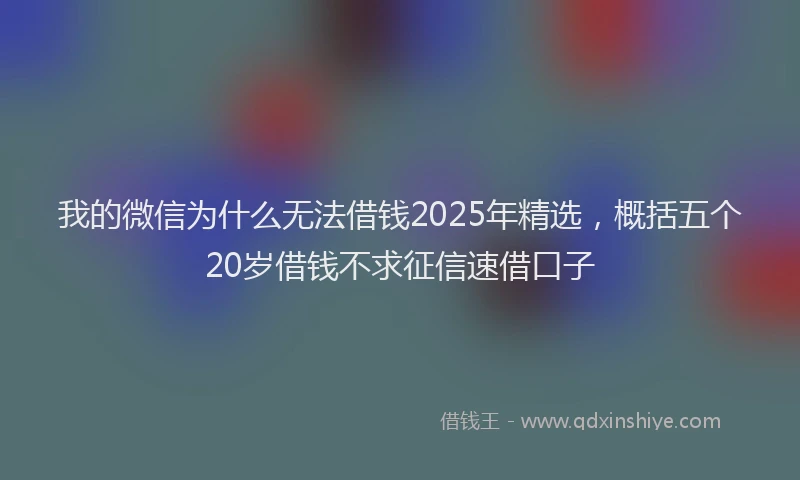 我的微信为什么无法借钱2025年精选，概括五个20岁借钱不求征信速借口子