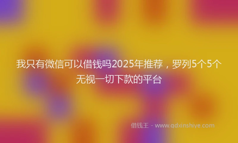 我只有微信可以借钱吗2025年推荐，罗列5个5个无视一切下款的平台