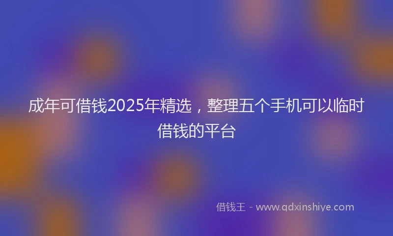 成年可借钱2025年精选，整理五个手机可以临时借钱的平台