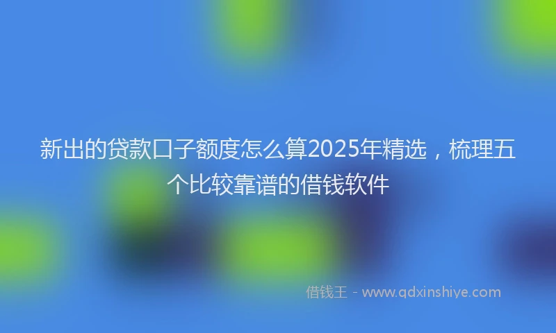 新出的贷款口子额度怎么算2025年精选，梳理五个比较靠谱的借钱软件