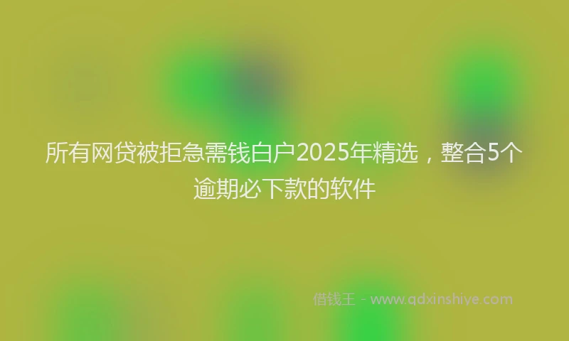 所有网贷被拒急需钱白户2025年精选，整合5个逾期必下款的软件