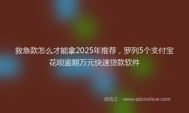 救急款怎么才能拿2025年推荐，罗列5个支付宝花呗逾期万元快速贷款软件