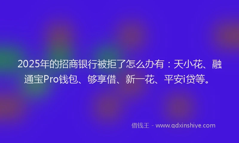 2025年的招商银行被拒了怎么办有：天小花、融通宝Pro钱包、够享借、新一花、平安i贷等。