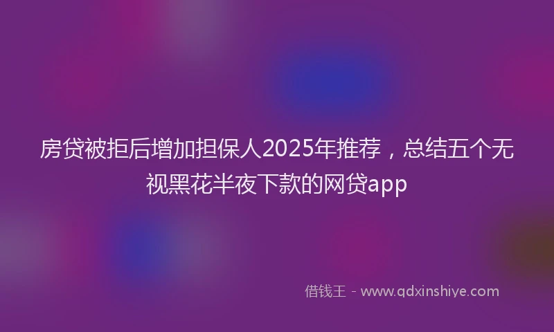 房贷被拒后增加担保人2025年推荐，总结五个无视黑花半夜下款的网贷app