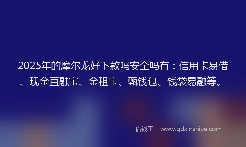 2025年的摩尔龙好下款吗安全吗有：信用卡易借、现金直融宝、金租宝、甄钱包、钱袋易融等。