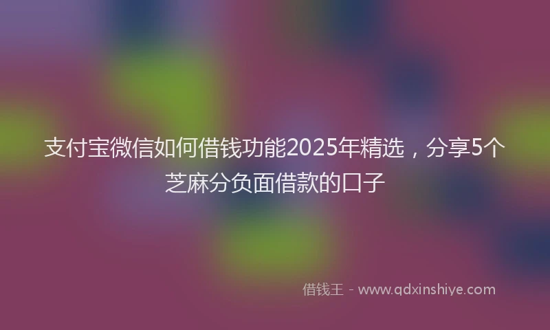 支付宝微信如何借钱功能2025年精选，分享5个芝麻分负面借款的口子