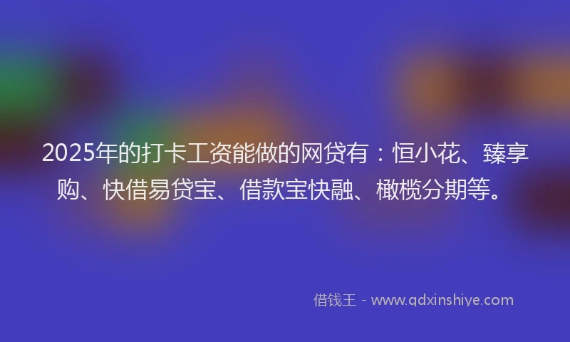 2025年的打卡工资能做的网贷有：恒小花、臻享购、快借易贷宝、借款宝快融、橄榄分期等。