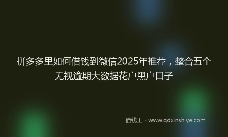 拼多多里如何借钱到微信2025年推荐，整合五个无视逾期大数据花户黑户口子