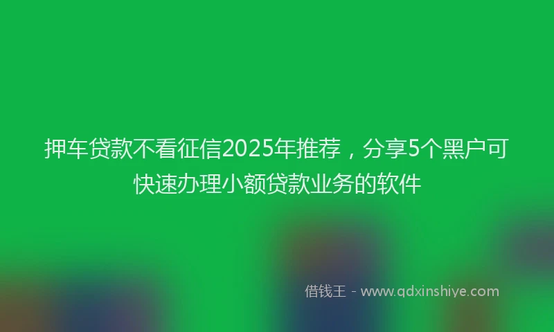 押车贷款不看征信2025年推荐，分享5个黑户可快速办理小额贷款业务的软件