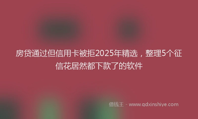 房贷通过但信用卡被拒2025年精选，整理5个征信花居然都下款了的软件