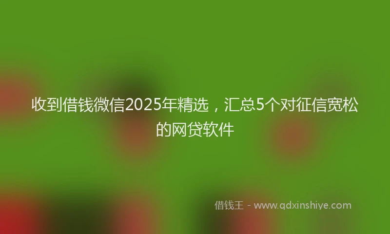 收到借钱微信2025年精选，汇总5个对征信宽松的网贷软件